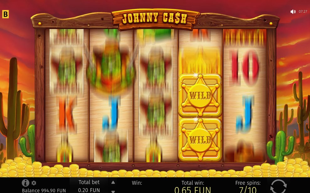 Free Spins med solnedgångsbakgrund i rött och orange
